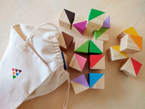 Segundo Saco de Cores Montessori (similar), com 24 Cubos Coloridos, da Cute Cubes - Cód. CC303 - 1