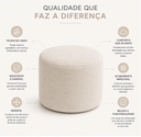 Ver imagem 4 de Puff Decorativo Redondo Orgânico Linho Bege 52x37 cm