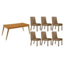 Ver imagem 1 de Conjunto: Mesa de Cozinha Havana C/ Tampo Madeirado Canto Curvo 180x90cm e 6 Cadeiras Dakota