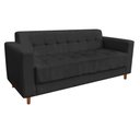 Ver imagem 2 de Sofá 03 Lugares Arezzo Suede Preto Pés Chanfrado Castanho - D’Rossi