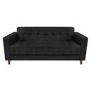 Ver imagem 1 de Sofá 03 Lugares Arezzo Suede Preto Pés Chanfrado Castanho - D’Rossi