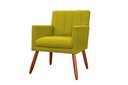 Ver imagem 3 de Kit Namoradeira + 2 Poltronas Decorativa Cecília Couro Amarelo Pés Madeira Ms Decor