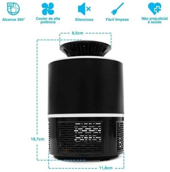Mosquiteiro Repelente Armadilha Mata Mosquito LED UV Zika Dengue Eletrico 365 -PT - 6