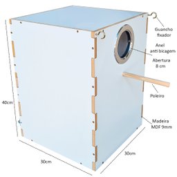 Ninho para Pstacídeos, Ring Neck, Rosela, Red Rumped - Mdf Chocmaster Ninho Ring Neck Mdf - 2