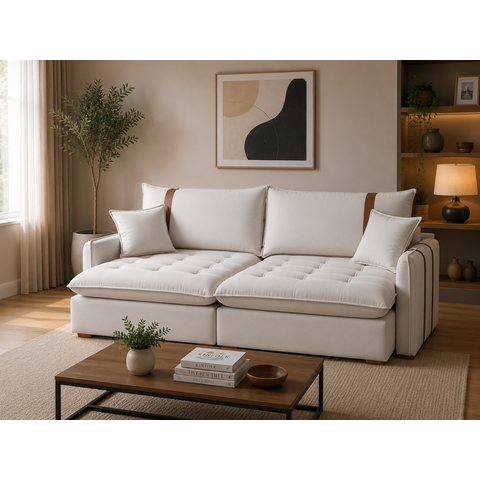 Sofa Orion 2.20 Nobly Veludo Bege