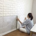 Ver imagem 1 de Papel de parede tijolo tijolinho branco 3d auto adesivo 0,77 x 0.70cm classico sala quarto loja