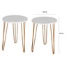 Kit Mesa Mesinha de Canto Apoio e Lateral Redonda Tampo MDF 45cm Pé Metal Rosê Hairpin 60cm - 3