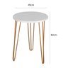 Kit Mesa Mesinha de Canto Apoio e Lateral Redonda Tampo MDF 45cm Pé Metal Rosê Hairpin 60cm - 4