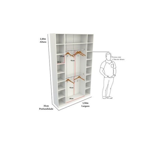 Armário Colmeia Cabideiro Livia M2 100% Mdf (closet Loja)