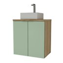 Ver imagem 2 de Gabinete de Banheiro com Cuba 60cm GAB4008 Nature Marrom/Carvalho/Verde