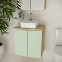 Ver imagem 1 de Gabinete de Banheiro com Cuba 60cm GAB4008 Nature Marrom/Carvalho/Verde