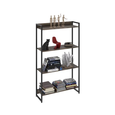 Estante Multiuso Para Escritório Industrial 04 Prateleiras Areta 145x80cm C01 Onix- Lyam Decor