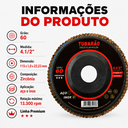 Ver imagem 4 de Kit 5 Disco Flap 4.1/2" (G60) Premium - Tubarão