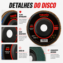 Ver imagem 5 de Kit 5 Disco Flap 4.1/2" (G60) Premium - Tubarão