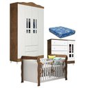 Ver imagem 1 de Quarto de Bebê Ariel 4p Berço Lara Branco Acetinado Amadeirado com Colchão – Carolina