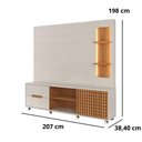 Ver imagem 4 de Estante Home 2,10m Lukaliam Móveis para TV até 70 Polegadas com LED no Nicho 1 Porta Correr Ripado