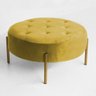 Puff Oreo Redondo Decorativo Base Dourado Suede Amarelo - 1