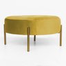Puff Oreo Redondo Decorativo Base Dourado Suede Amarelo - 3