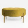 Puff Oreo Redondo Decorativo Base Dourado Suede Amarelo - 4