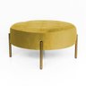 Puff Oreo Redondo Decorativo Base Dourado Suede Amarelo - 2