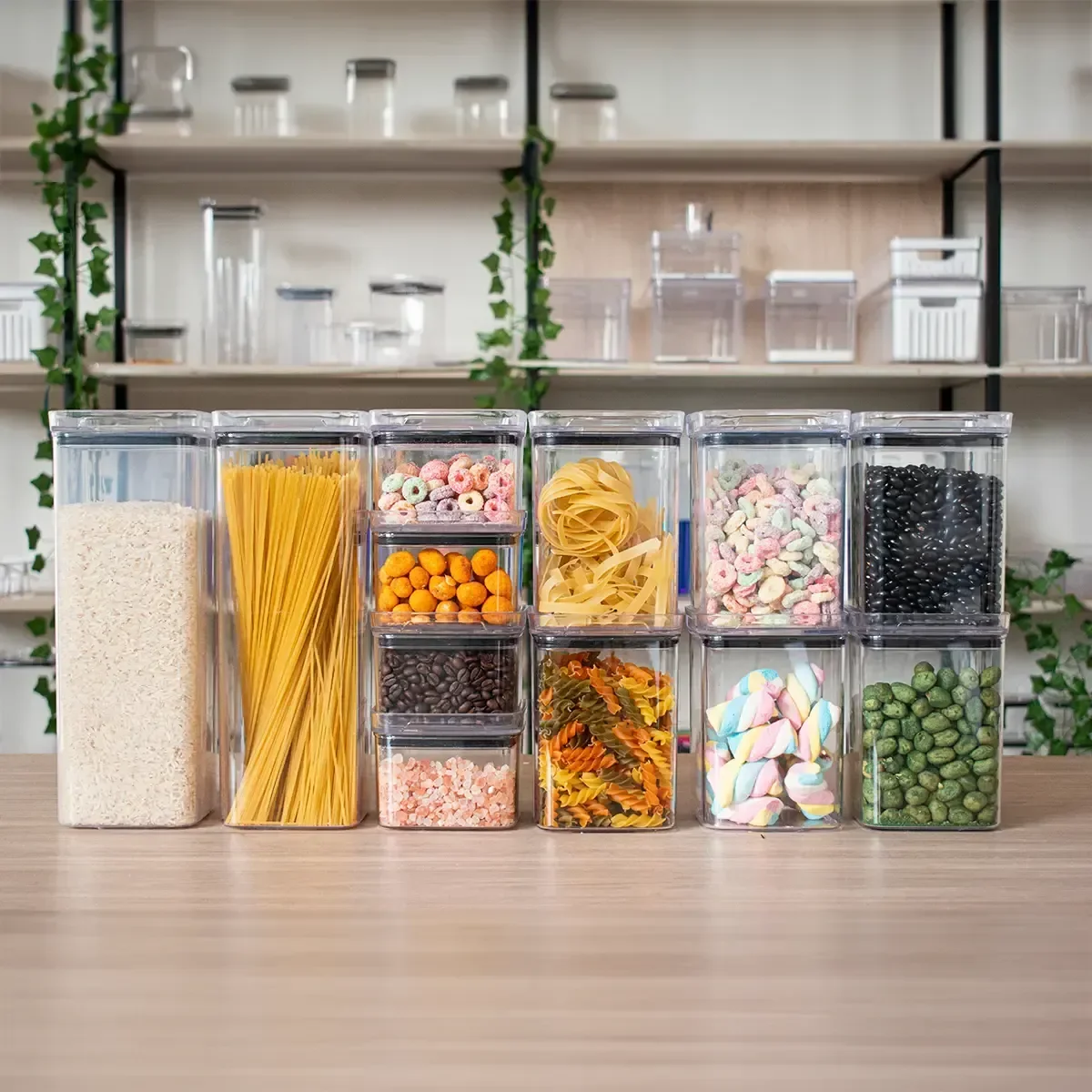 Kit 12 Potes Hermeticos Vedacao Forte Quadrados Cozinha Organizada Completa Vitahome