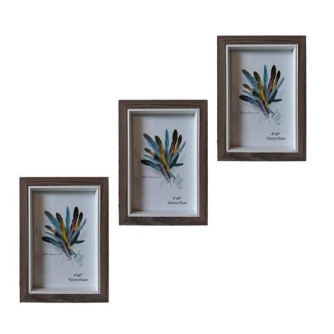 Porta Retrato Moldura Madeira Escura - 3un - 10x15