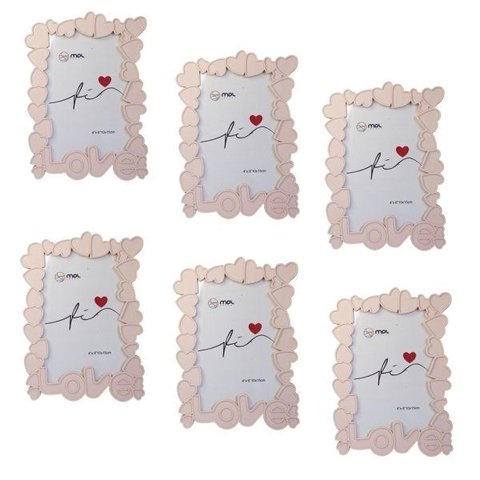 Porta Retrato Rosa Claro Love Presente Namorado Kit 6 Und