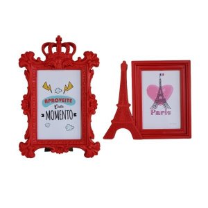 Porta retrato plástico vermelho resistente fotos 10x15 2un