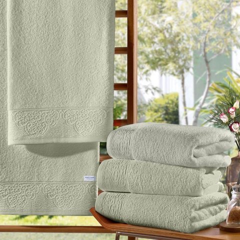 Toalha Avulsa Rosto Kazzavip 100% Algodão Nobre Jacquard Limoges 50cm 80cm Verde Lima