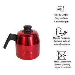 Leiteira fervedor vermelha Rubi craqueada com tampa 1,2 L - 3