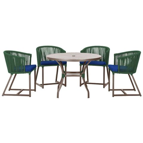 Mesa com 4 Cadeiras e Noronha Estofado 10 Trama Original Verde