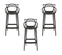 Ver imagem 1 de Kit C/ 3 Banquetas Allegra Masters 100% Polipropileno Preta