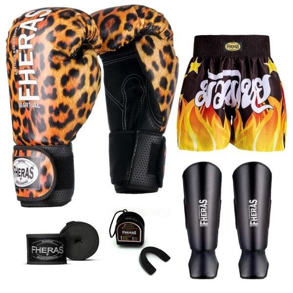 Kit Boxe Muay Thai Fheras Top Onça (03000909) - 1