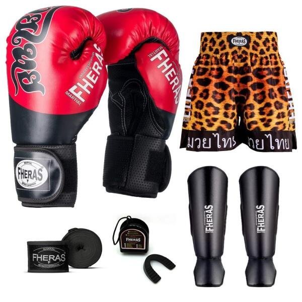 Kit Boxe Muay Thai Fheras Top Tailandesa Vermelho (03002771) - 1