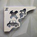 Ver imagem 4 de Par Mãos Francesas Ornamentada Decorativa 20cm Menino Carro e Avião Branco Aço