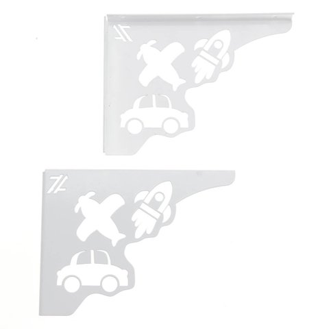Par Mãos Francesas Ornamentada Decorativa 20cm Menino Carro e Avião Branco Aço