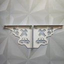 Ver imagem 6 de Par Mãos Francesas Ornamentada Decorativa 20cm Menino Carro e Avião Branco Aço