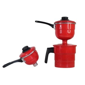 Cuscuzeiro individual para duas pessoas cuscuz não inox: Vermelho