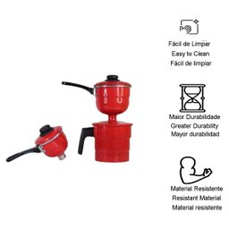 Cuscuzeiro individual para duas pessoas cuscuz não inox: Vermelho - 3
