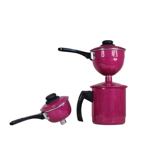 Cuscuzeiro individual para duas pessoas cuscuz não inox: Rosa