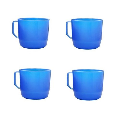 Copos Plásticos com Alça Azul Resistente Infantil Casa 4 Und