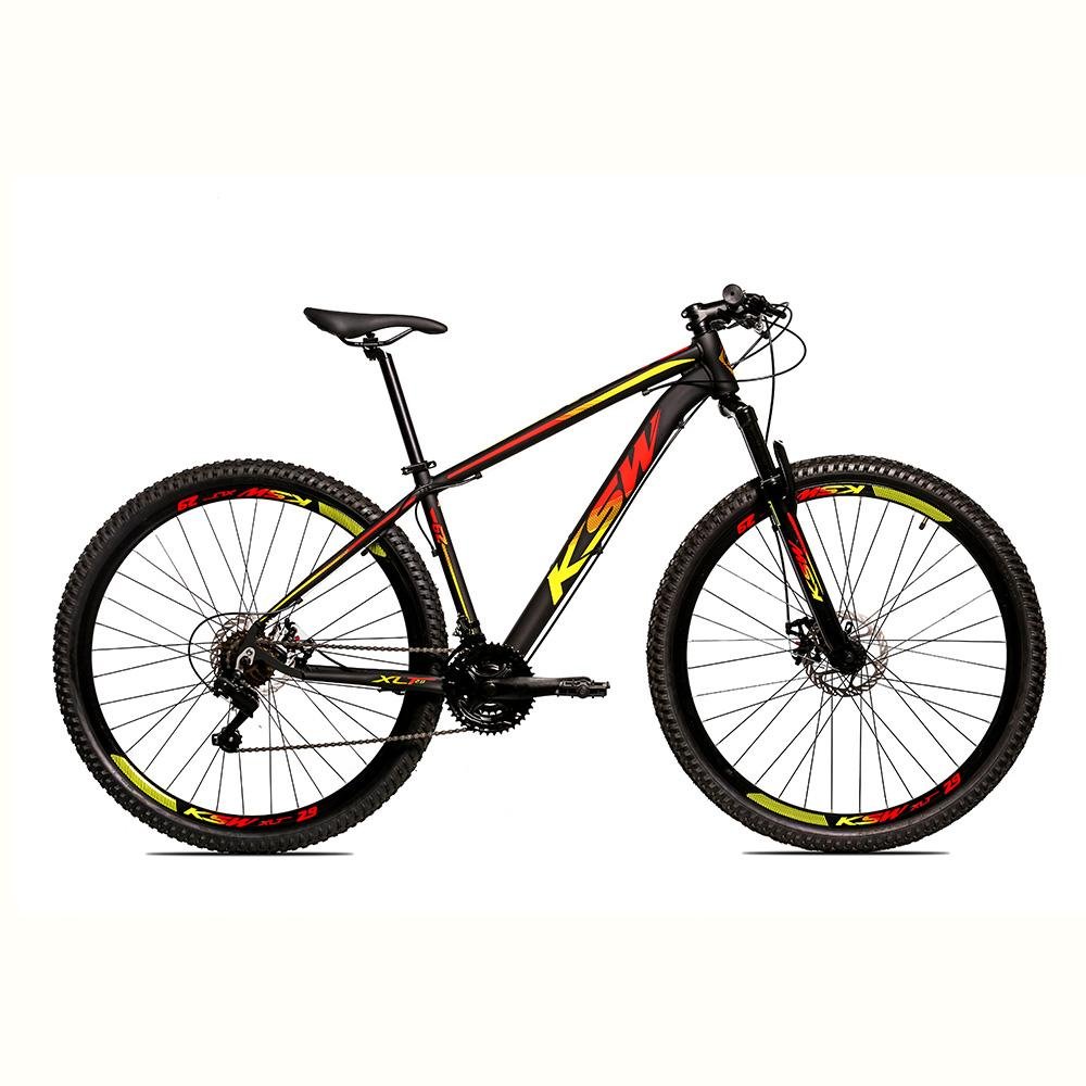 Bicicleta Alumínio Aro 29 Ksw 24 Velocidades Freio a Disco Preto_Amarelo e Vermelho 21 KRW16 - 1