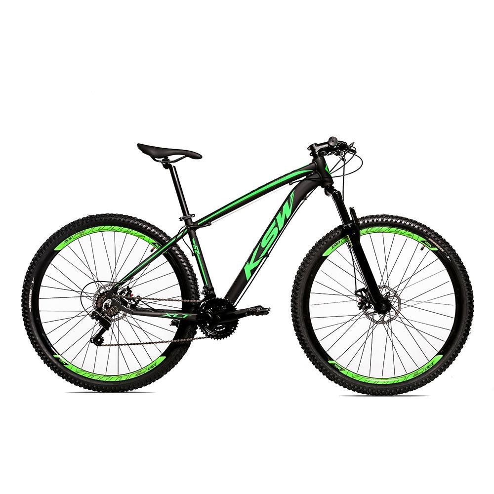 Bicicleta Alumínio Aro 29 Ksw 24 Velocidades Freio a Disco Preto_Verde_Fosco 17 KRW16 - 1