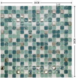 Pastilhas de Vidro Verde Jade Mescla Metalizado Brilhante Kit 11 Unidades 30x30cm - 5