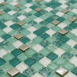 Pastilhas de Vidro Verde Jade Mescla Metalizado Brilhante Kit 11 Unidades 30x30cm - 2