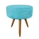 Ver imagem 5 de Kit 2 Poltronas E Puff Redonda Azul Turquesa e Castanho