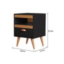 Ver imagem 4 de Kit 2 Mesa Cabeceira Sal Organizadora para Quarto Estilo Retrô com Gaveta - Preto/Naturale