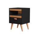 Ver imagem 5 de Kit 2 Mesa Cabeceira Sal Organizadora para Quarto Estilo Retrô com Gaveta - Preto/Naturale