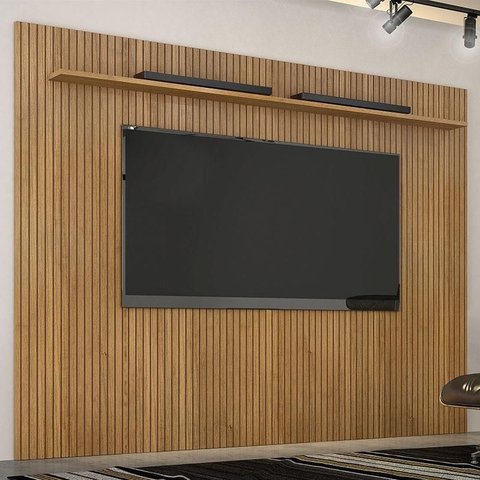 Painel para Tv Suspenso Frisado Ambiente Curitiba 2240 Cinamomo Off White - Valdemóveis