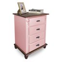 Ver imagem 1 de Mesa de Cabeceira 4 Gavetas Retrô Pés Bola Madeira Florença - Laca Rosa Algodão Doce/imbuia